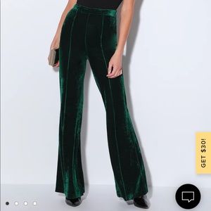 Rossi Forest Green Velvet Flare Pants